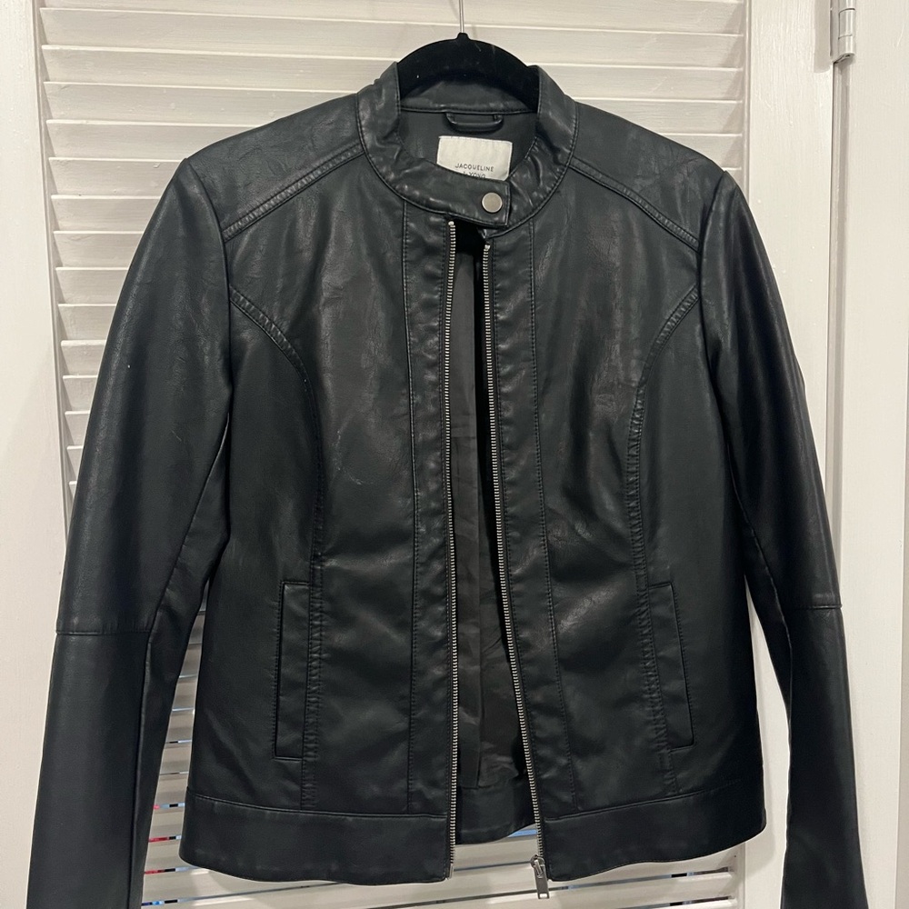 Faux leather coat womens